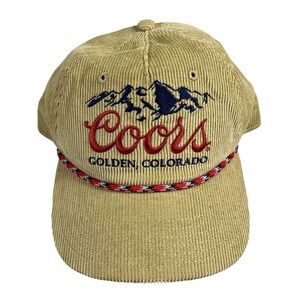 Coors Banquet Corduroy Rope Snapback Hat Golden Colorado Beer Cap Tan 2024